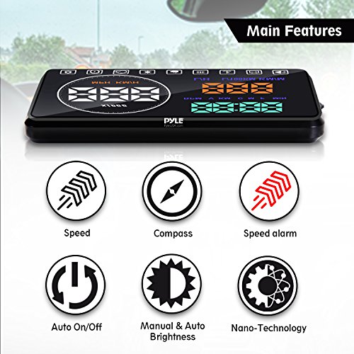 Pyle Heads Up Display HUD Screen - Universal 5.5’’ Car Head-Up Windshield Monitor Screen Projector, Vehicle Speed and Diagnostic Monitor System, Plug and Play, Water Temp, Voltage, Fuel Indicator by Pyle - Image 5