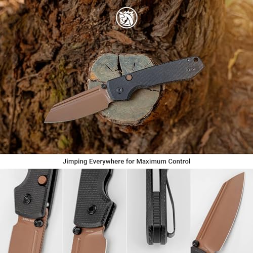 Image of Vosteed Raccoon2.0 EDC Pocket Knife - 3.25 inch 14C28N Copper Dune Blade, Modified Sheepsfoot - Top Liner Lock, Black Micarta Handle - Camping Hiking Knives - A2928