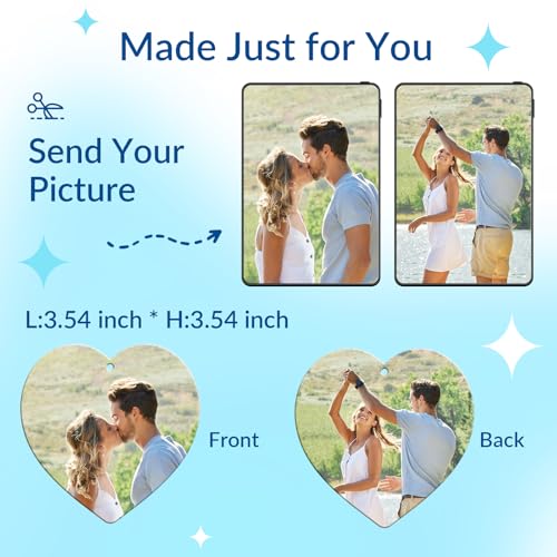 Image of Custom Air Fresheners with Picture for Car | Personalized Photo Gifts; Double-Sided Print; Hanging Ornament; Scent Choice Available; Heart Shape
