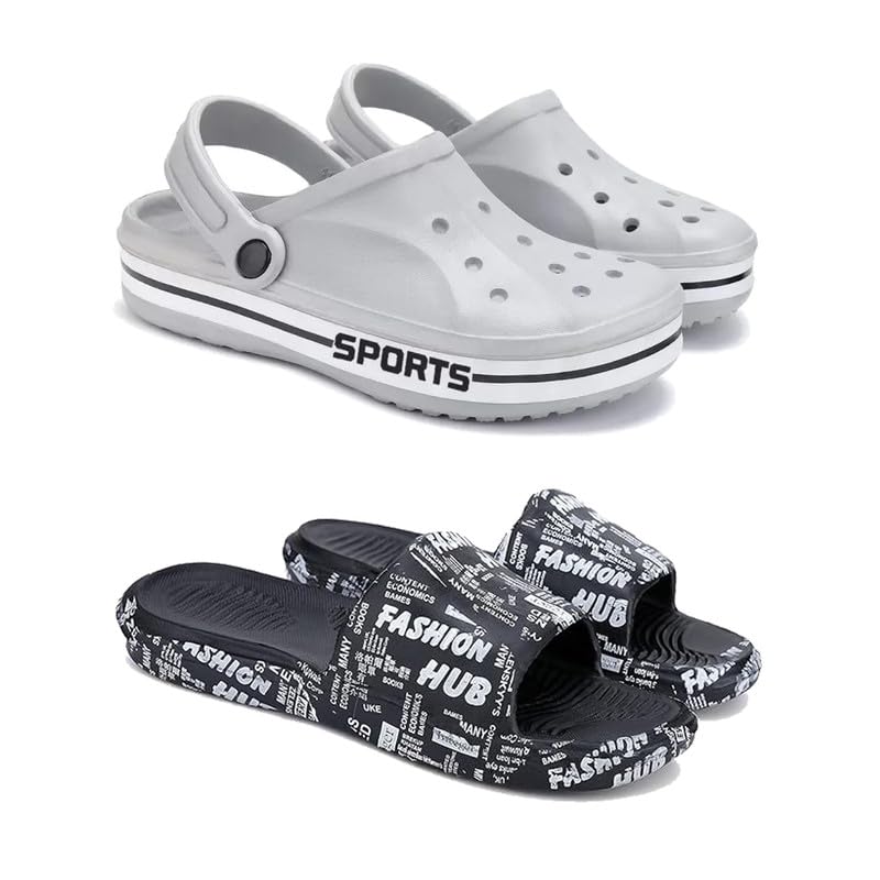 Lightweight Classic Clogs | Sandals |Slider Adjustable Back Strap for Men-Combo-COMBO(2)-3067-3103-10 -P-image-38
