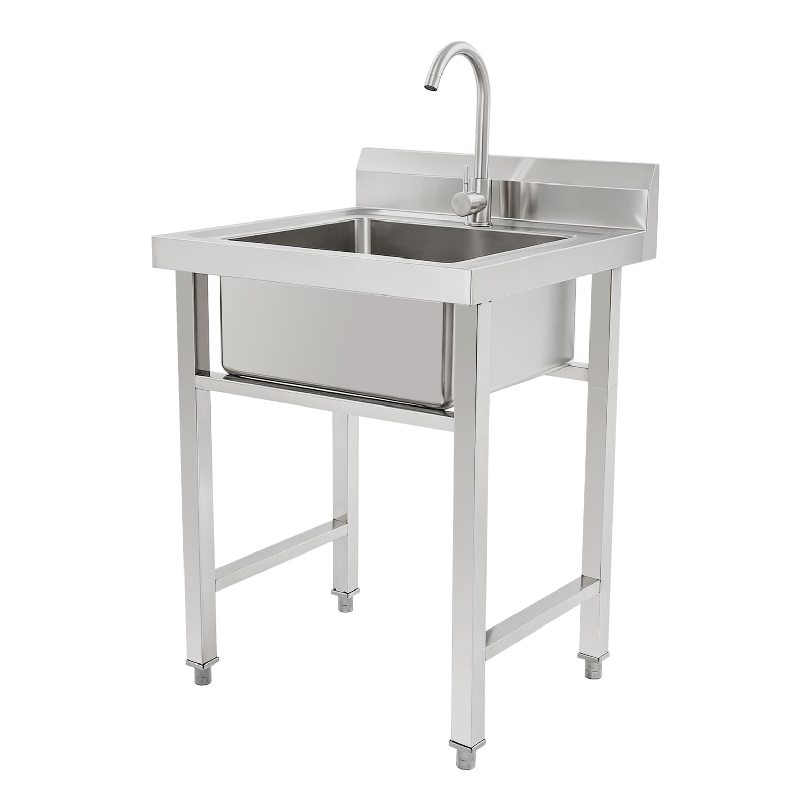 Lavello da cucina monovasca in acciaio inox con rubinetto