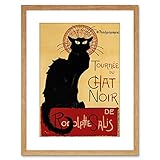 Wee Blue Coo Black Cat Chat Noir Rodolphe Salis Paris Framed Wall Art Print Decoración de la pared del cartel enmarcado impresión 9x7 pulgadas