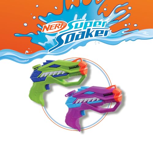 Nerf Super Soaker DinoSquad Raptor-Surge Dual Pack, 2 Blasters à Eau avec Design de Dinosaure