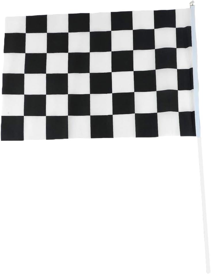 Two (2) Checkered Black & White Cloth Racing Flags