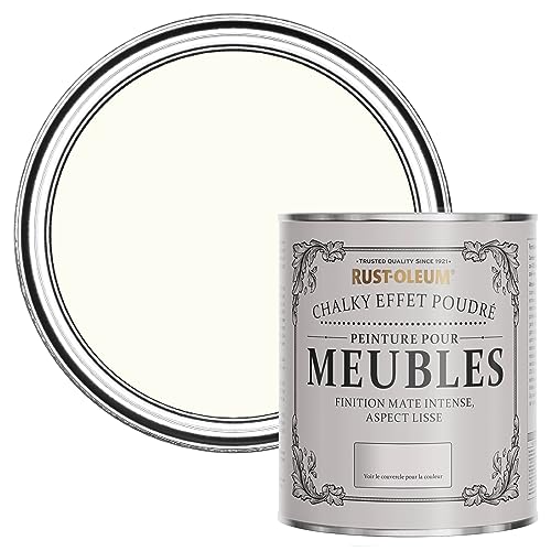 Rust-Oleum Peinture Blanche pour Meubles Chalky, Mat Effet Poudré - Blanc Antique 750ml