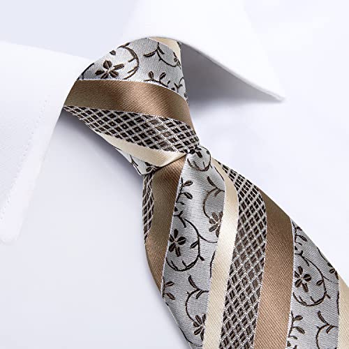 Image of DiBanGu Mens Paisley Tie Set Silk Woven Jacquard Necktie and Pocket Square Cufflinks Gift Set for Wedding Bussiness