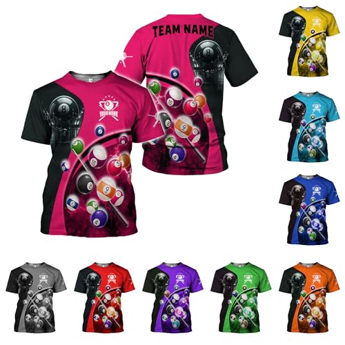 Custom Name Billiard Shirt 8 Ball Shirt for Men Women Personalized 8 Ball Pool Team Shirts Billiards Apparel Billiard Jerseys (US, Alpha, Small, 5X-Large, Regular, Regular, BL 8)