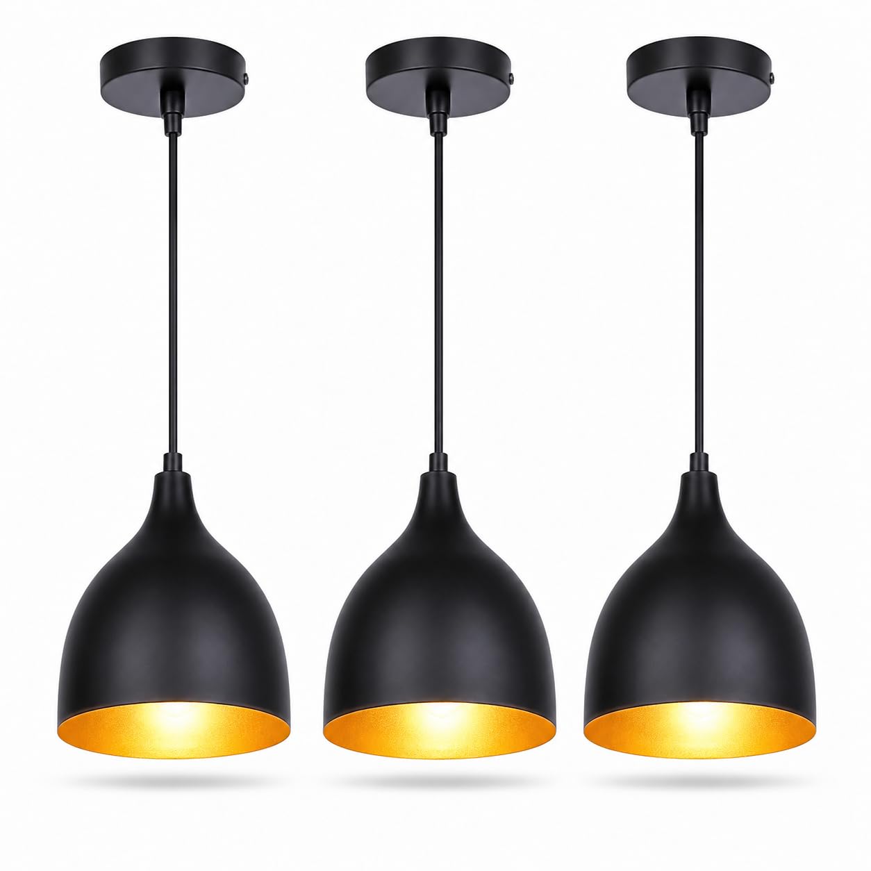Modern Metal Pendant Light for Ceiling, Adjustable with E27 Holder for Dining Room, Kitchen Island, Living Room & Bedroom Decorative Hanging Light, No Bulb Included (Pack of 3)-image-35