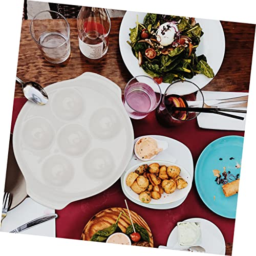 Yarnow Utensil Tray 2Pcs Holes Oyster Creative Compartment / Home Porcelain Dinner Cooking Serving With Octopus House Storage Conch Escargots Escargot Practical Plate Sub-Ing White Dishes #TOP5