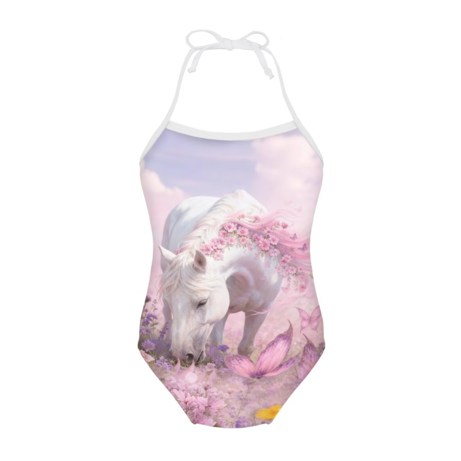 ELEQIN Cartoon Animal Cute Girls One Piece Swimsuit Adjustable Swimwear for 3Y-10Y