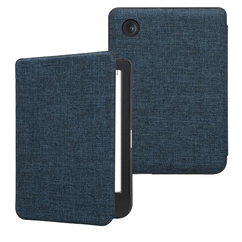kwmobile Case Compatible with Kobo Clara BW/Colour - Book Style Fabric e-Reader Cover Flip Folio Case - Blue by kwmobile - Image 5