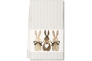 Beige Bunny Dish Towels, 18x26 Inch Drying Dishcloth Farmhouse and Home Decor...