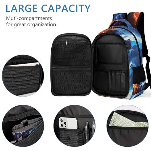 GNEW Dragon Backpack for Kids Boys Girls, Cool Ice and Fire Backpack, Cool Dragon Battle School Backpack, Water Resistant Daypack Backpack for Elementary Middle High School Students, 16.5 Inch4