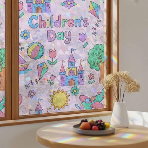 Vinilo decorativo para ventana con efecto vitral 79x18 in miniatura 1
