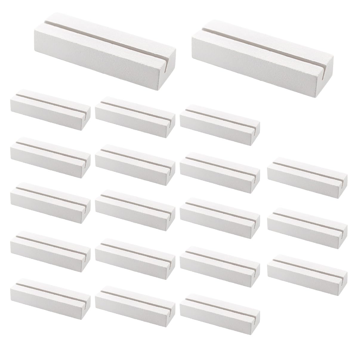 ZJIVQO 20pcs Wood Place Card Holder, Reusable Table Number Stand, Sign Holders for Wedding, Party, Shop (White)