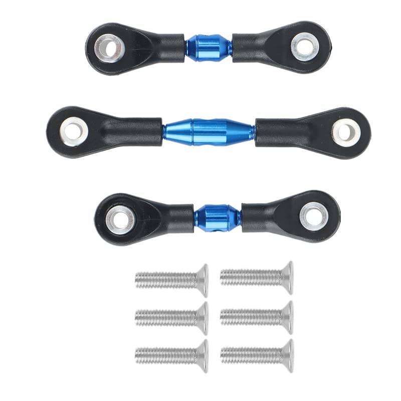 3Pcs Metal Steering Rod Link Rod Tie Rod for Tamiya TT-01 TT01 1/10 RC Car Upgrade Parts Accessories,Black(Blue)