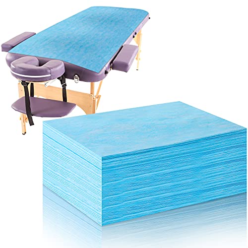(Blue) - 20 Pieces Disposable Bed Sheets Bed Cover Spa Massage Table Sheet Waterproof Bed Cover Flat Sheets Non-woven Fabric, 80cm x 170cm (Blue)