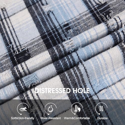 Image of WARHORSEE Flannel Shirt for Men Long Sleeve Button Down Plaid Shirts | Soft Cotton Blend for Multi-season Wear, Lightweight yet Warm, Dual buttoned storage pockets, Machine Washable Easy Care