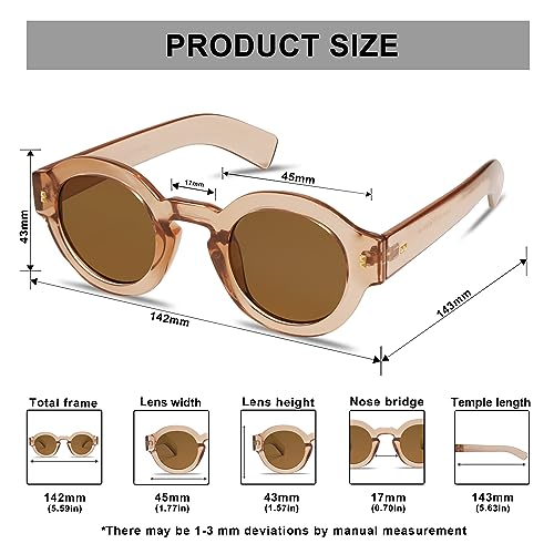Image of VANLINKER Vintage Round Polarized Sunglasses for Women Men Trendy Shades Retro Circle Sun Glasses VL9743