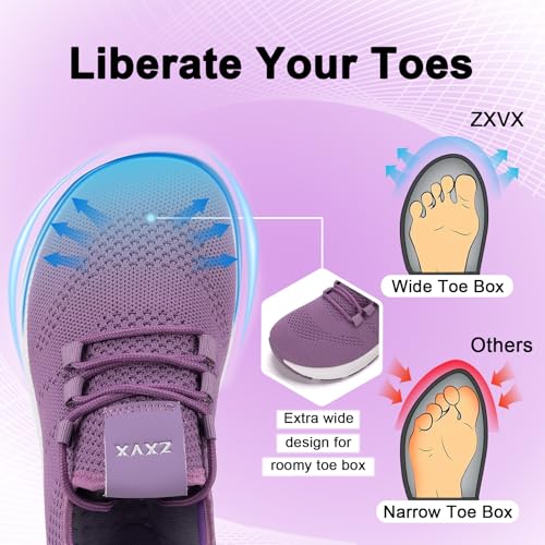 Image of Wide Toe Box Shoes Women Non-Slip Wide Width Sneakers Ultra Light Extra Wide Road Running Shoes for Women Breathable Tennis Walking Gym Workout Trainer 6-12