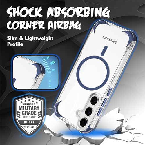 Image of V-TAN Ultra-Hybrid Crystal Clear Back Cover for Samsung Galaxy S24 FE | TPU | Transparent Wireless Charging Case Cover with Mag Case Compatible | Slim Fit Shockproof Drop Protection Design | (Blue)
