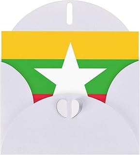 Flag of Myanmar Greeting Card With Envelope, Birthday Card, Christmas Card, Invitation Card, 3 Colors
