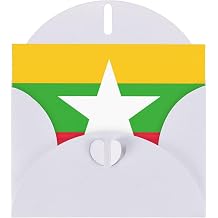 Flag of Myanmar Greeting Card With Envelope, Birthday Card, Christmas Card, Invitation Card, 3 Colors