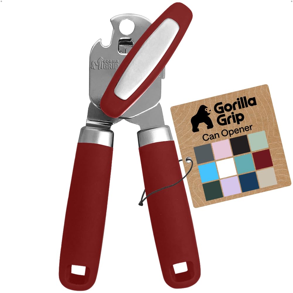 GORILLA GRIP Original Model Stainless Steel Manual Can Opener, Red