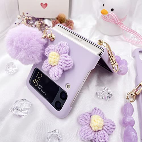 Luxury Case For Galaxy Z Flip 3, Fashion Women Case For Samsung Z Flip 3 With Strap, Bracelet Phone Case For Z Flip 3 5G, Cute Case For Girls With Flowers #TOP4