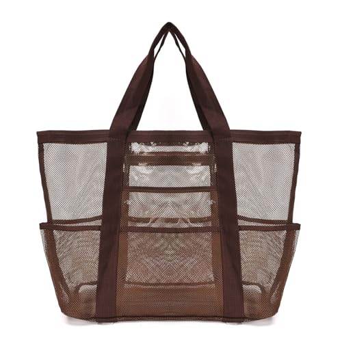 Mesh Beach Bag for Women, Large Beach Tote Bag with 8 Pockets, Lightweight Beach Bags Accessories Essentials
