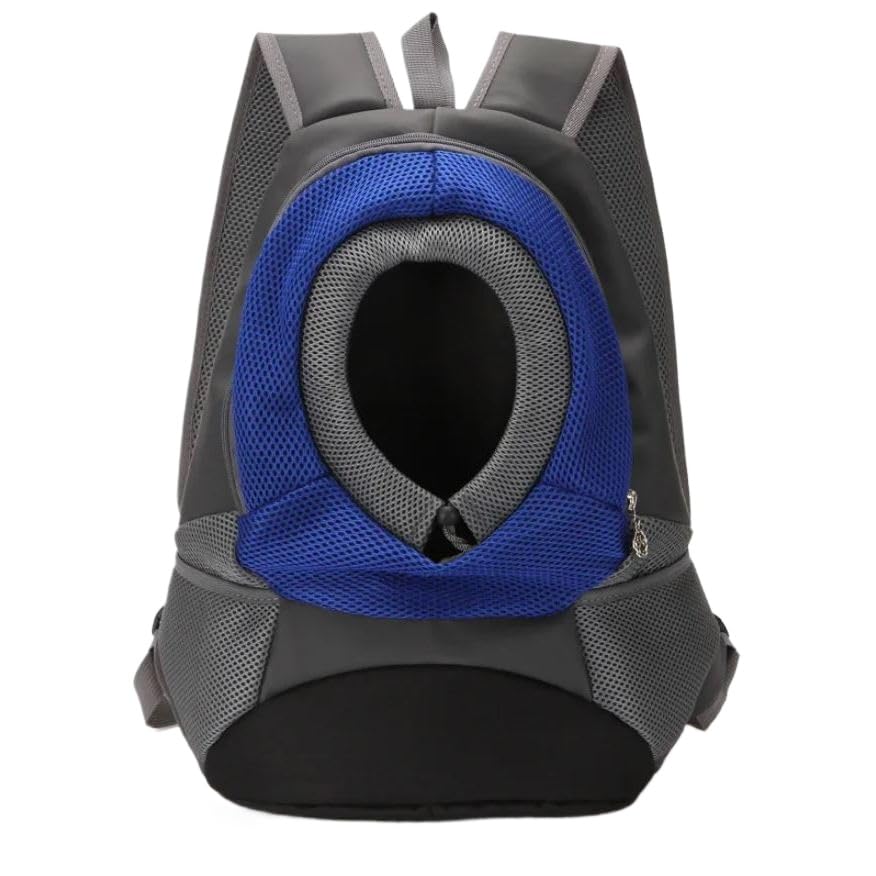 Mochila Canguru Pet para Passeio, Transporte e Viagem, com Alças de Ombro e Cinto de Quadril, para Gato e Cachorro de Pequeno Porte(Azul,G)