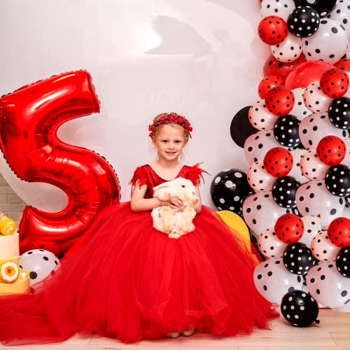 Cadeya Mouse Number 5 Birthday Balloons, 40” Black Red Aluminum Foil Balloons For Mouse Clubhouse 5Th Birthday Party, Kids Theme Party Decoration Supplies #TOP6