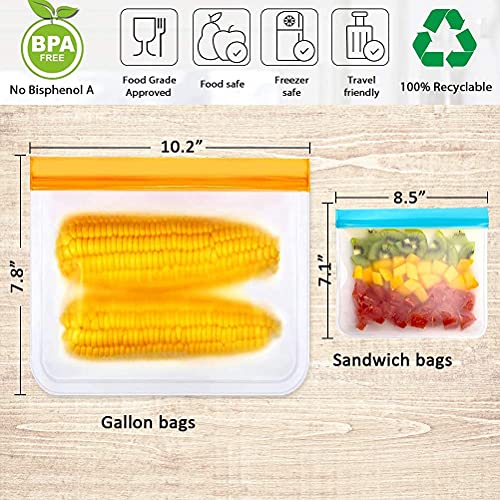 12Pack Reusable Storage Bags With Drying Rack, Bpa Free Peva Reusable Freezer Bags,Reusable Gallon Bags, Reusable Sandwich Bags, Silicone Food Bags For Women, Men And Kids #TOP5