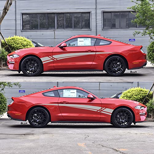 Image of Racing Stripes Car Sticker DIY Styling Decorative Stripes Door Sides Hood Vinyl Decal for Car SUV Truck Waterproof Accessories 106 inchx9.2 (4PCS) (Gray)
