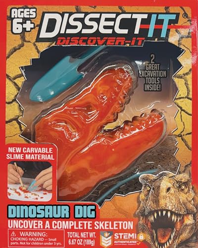 Image of Dissect-It Discover-It Dinosaur Dig Kit, Dissecting Gel Kids Science Kit Project to Learn Anatomy, STEM Toys for Ages 6 and Above