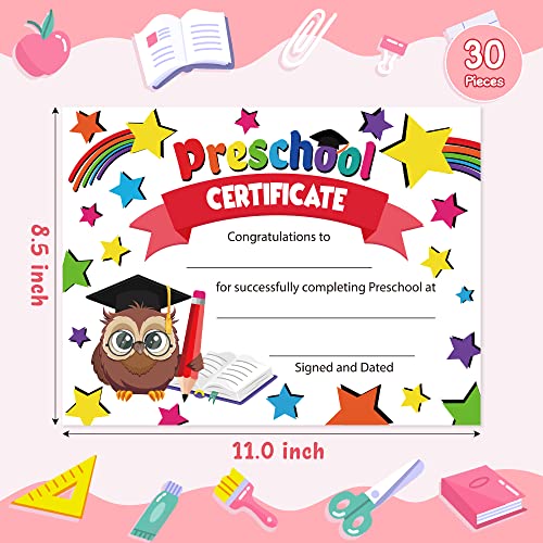 Japbor 30Pcs Preschool Certificates Paper, Kindergarten Graduation Gifts Diploma Certificate Of Achievement Decorations For Printing, End Of Year Student Gifts Graduation Ceremony Award Certificates #TOP1