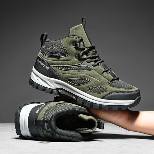 Men's Outdoor Lace-Up Hiking Shoes Fashion Round Toe Breathable Mesh Anti Slip Platform High top Trekking Trail Shoes4