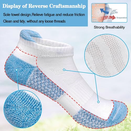 Fasefunn Running Ankle Socks for Women - Athletic Exercise Sports Training Cotton Cushioned Workout No Show - 6 Pairs4