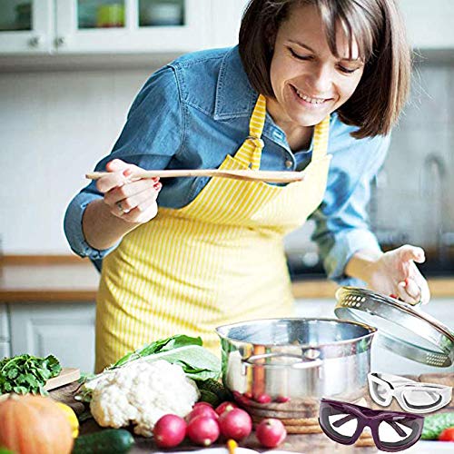4 Pcs Onion Goggles Glasses, Anti-Fog No-Tears Kitchen Onion Glasses with Inside Sponge, Kitchen Gadget for Chopping Onion Tearless BBQ Grilling Dust-proof for Women Men Cleaning Kitchen