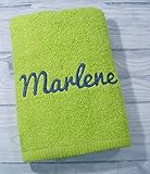 Personalisiertes Handtuch 50x100 cm Apfelgrün – mit Namen bestickt – 100 % Baumwolle, OEKO-TEX®, 500 g/m², hochwertiges Frottee, Handtuch mit Aufhängeschlaufe, Geschenkidee (Grün, 50 x 100 cm)