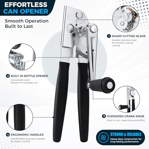 Image of Heavy-Duty Commercial Manual Crank Can Openers,Rubber-Coated Long Handles (Pack of 2)