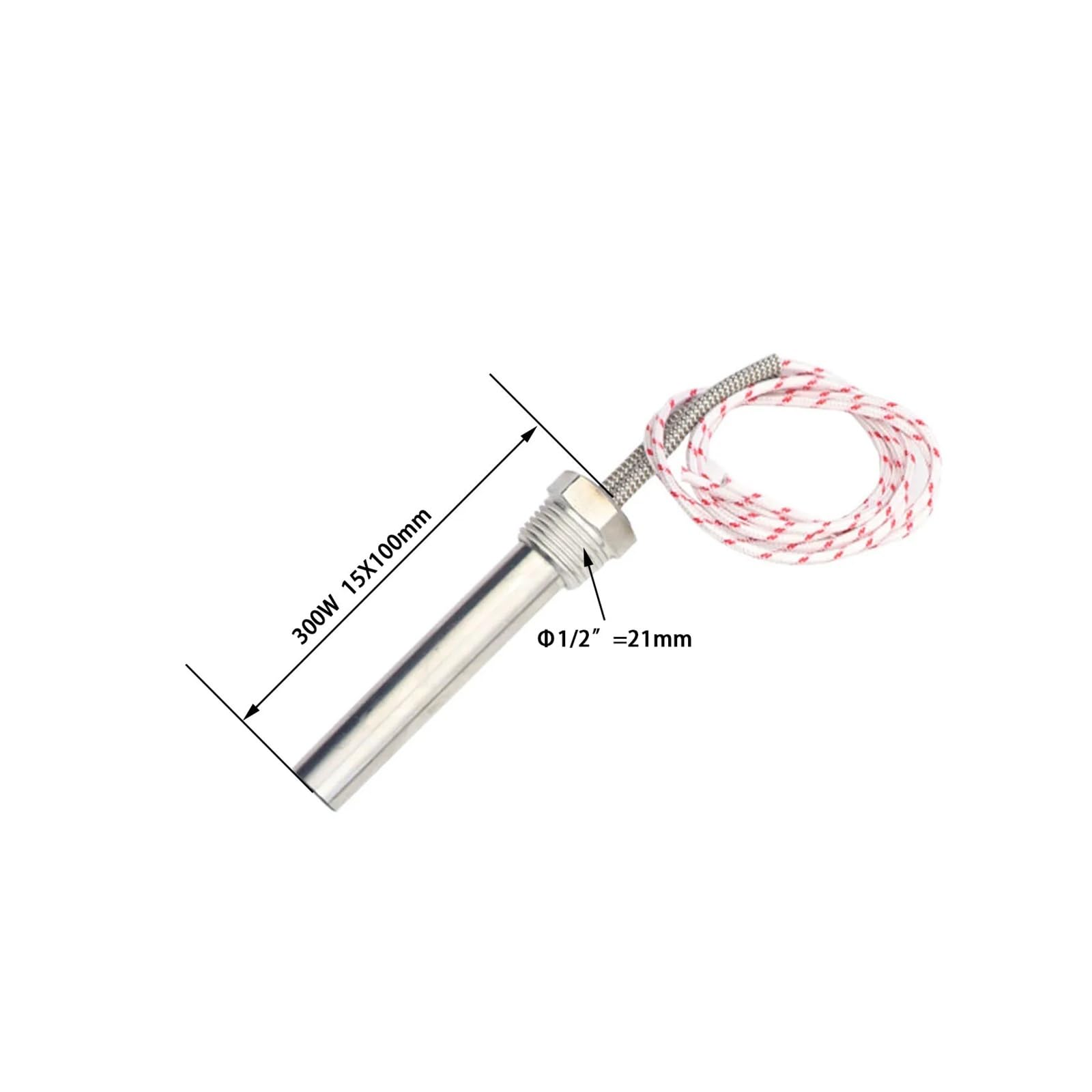 Élément Chauffant à Cartouche 300w, 220v, par Immersion, avec élément Chauffant Tubulaire à Filetage de 1/2 "(21mm) Cheerfully