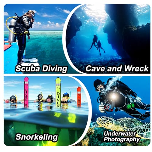 Image of Surface Marker Buoy Scuba with Reel, 5ft High Visibility Diving Open Bottom Signal Tube Safety Sausage with Pouch Bag, 100ft ABS Dive Reel and Steel Double-Ended Bolt Snap (Hi-Vi Pink)