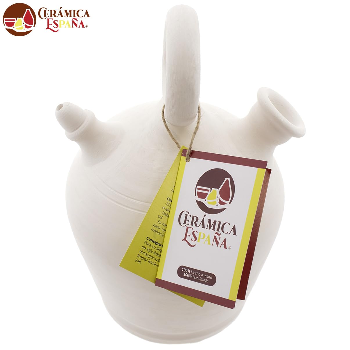CERÁMICA ESPAÑA | Kit di terracotta bianco spagnolo | Kit manico rotondo base larga Modello A02 | 100% fatto a mano | 3,5 litri | ECO