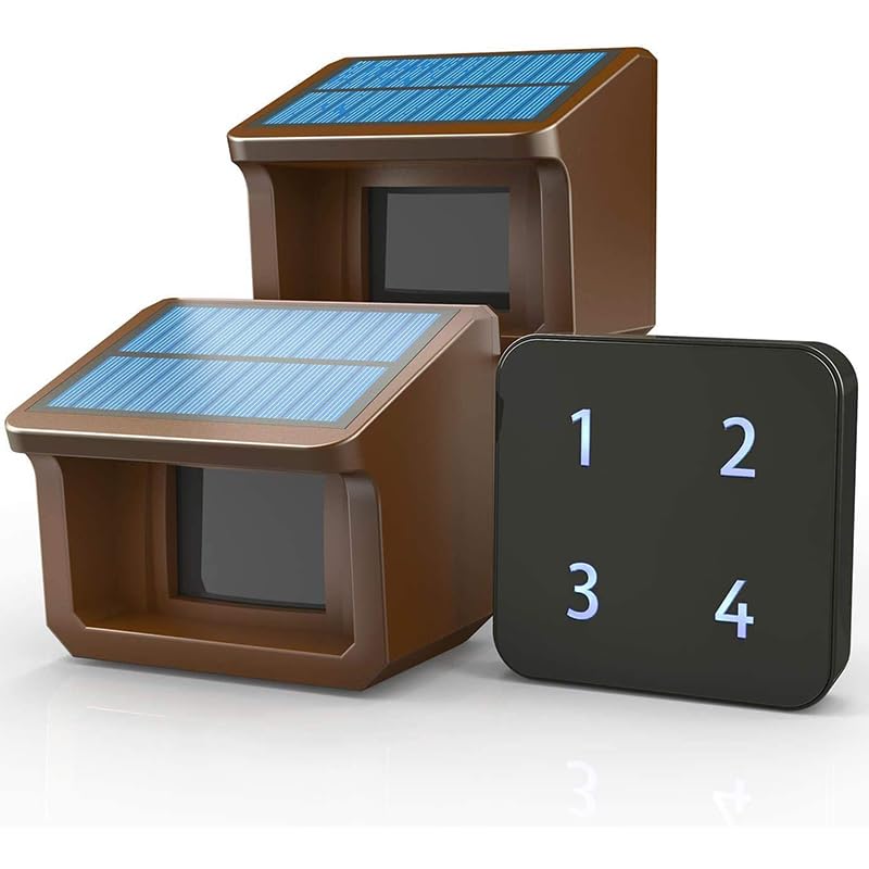 Alarma for la entrada inalámbrica Solar de 800 metros, Sensor y Detector de movimiento resistente a la intemperie for exteriores, de alerta de seguridad DIY Durabilidad(KIT2)