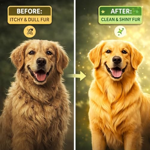 Image of Dog Grooming Combo Tick & Flea Shampoo 200ml + Oatmeal Shampoon 200ml with Deshedding Glove | Anti Tick Cleansing Moisturizing Bath Care Kit for Dogs | Fur Removal Massage Glove Grooming
