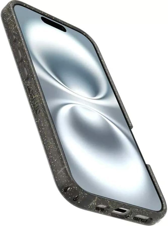 Image of OtterBox iPhone 16 Plus - Symmetry Series Case - Stardust Night (Silver Flake) - Snaps to MagSafe - Ultra-Slim - Raised Edges Protect Camera & Screen - Non-Retail Packaging