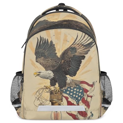 Sac à dos vintage drapeau américain idéal pour la randonnée et le voyage