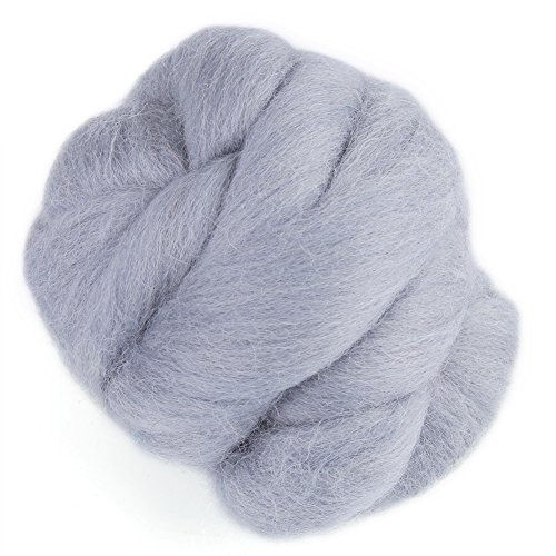 FTVOGUE 8 Colors Needle Felting Wool Roving Spinning Sewing Trimming Handiwork Wool Fibre Roving Spinning Sewing Trimming for Needle Felting DIY Craft Material 55g(Gray) - Image 2