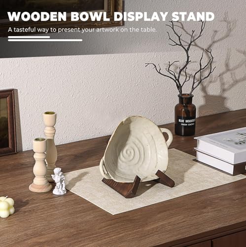 image for PUERSI Wooden Bowl Display Stand, 4.5 Inch Bowl Holder, Display Holder